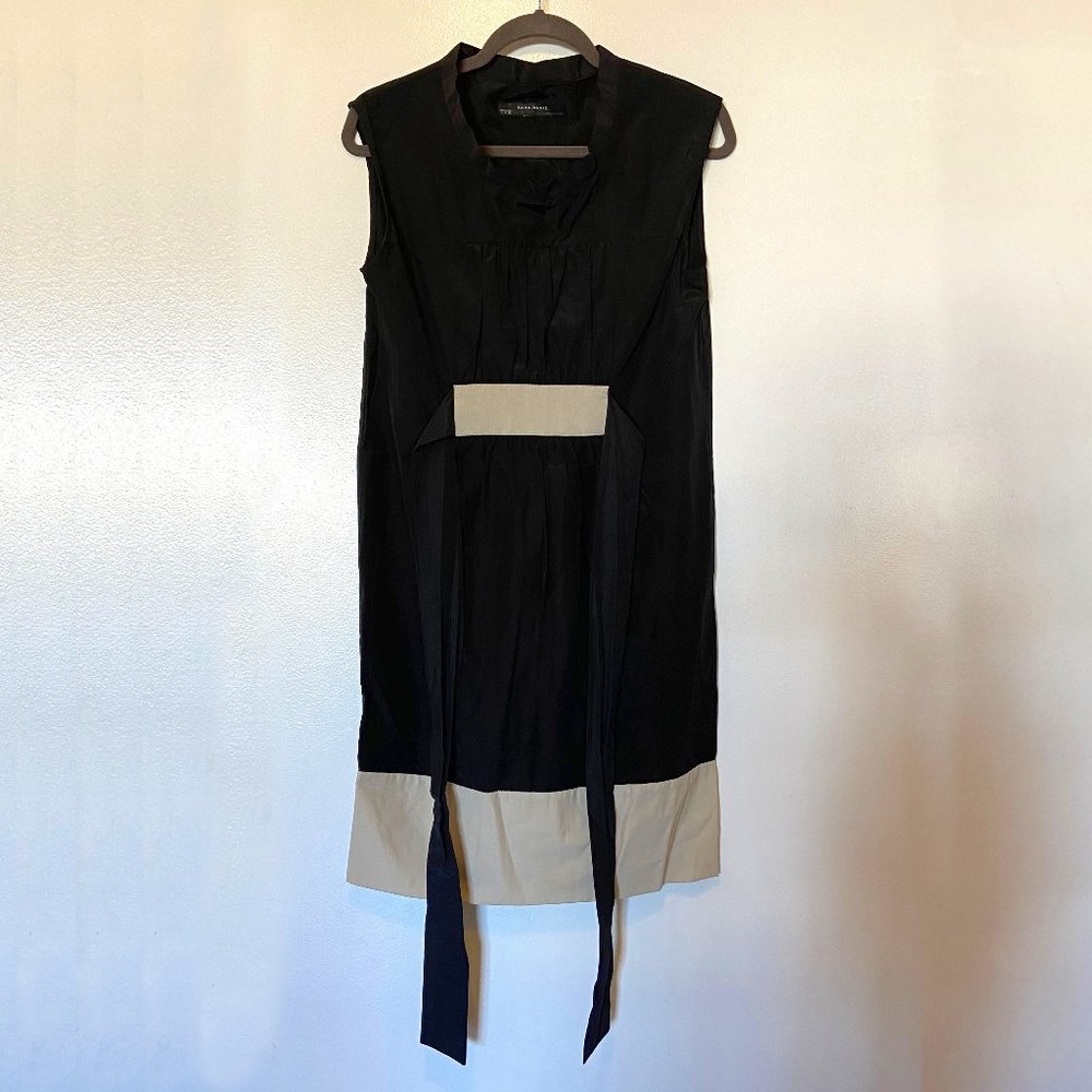 Zara Basic Sleeveless Black & Tan Dress M